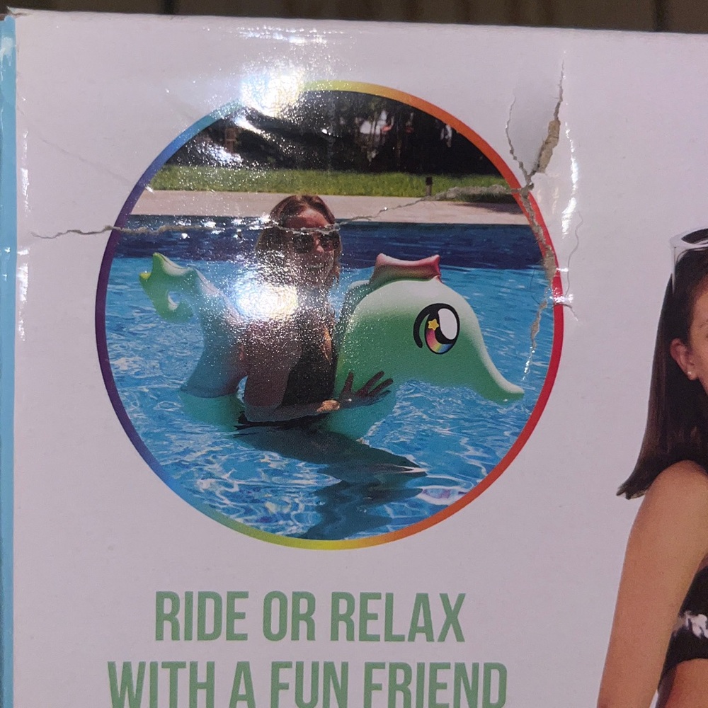 PoolCandy Seahorse Ride-On Inflatable Green Super Noodle NWT - Picture 4 of 11